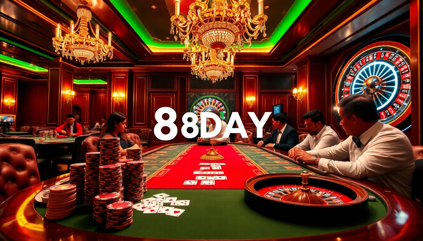 Experience the thrill of poker at 8DAY, showcasing luxury with vibrant colors and engaging gameplay.