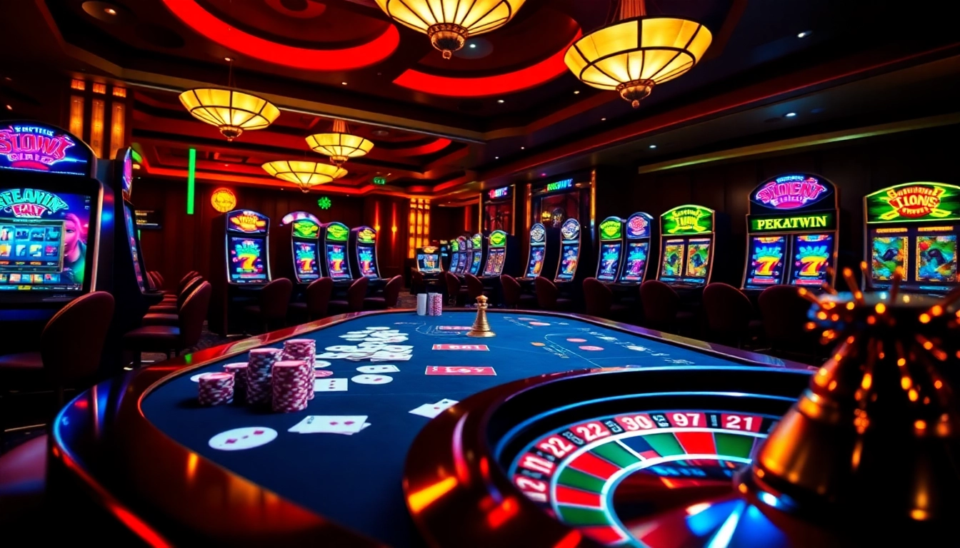 Nekatwin players eagerly engaging in an exciting casino game, focusing on vibrant poker chips and slots.