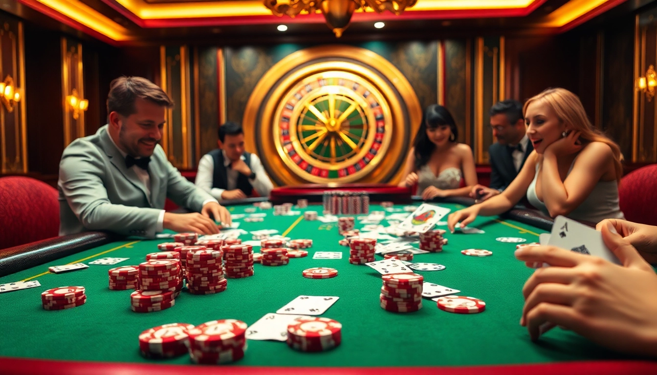 Bongdalu immerses gamblers in a vibrant casino scene filled with poker chips and playing cards.