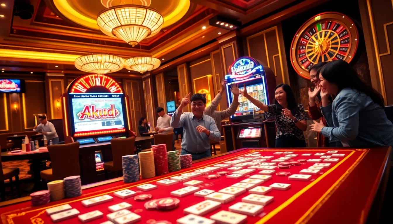 A thrilling scene of a mahjong table and vibrant gaming elements capturing the excitement of akun demo plays.
