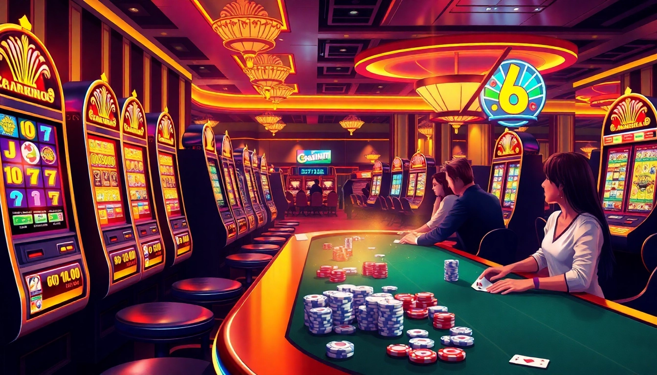 Experience the thrill of winning with slot bonuses at vibrant casino machines and excited players.