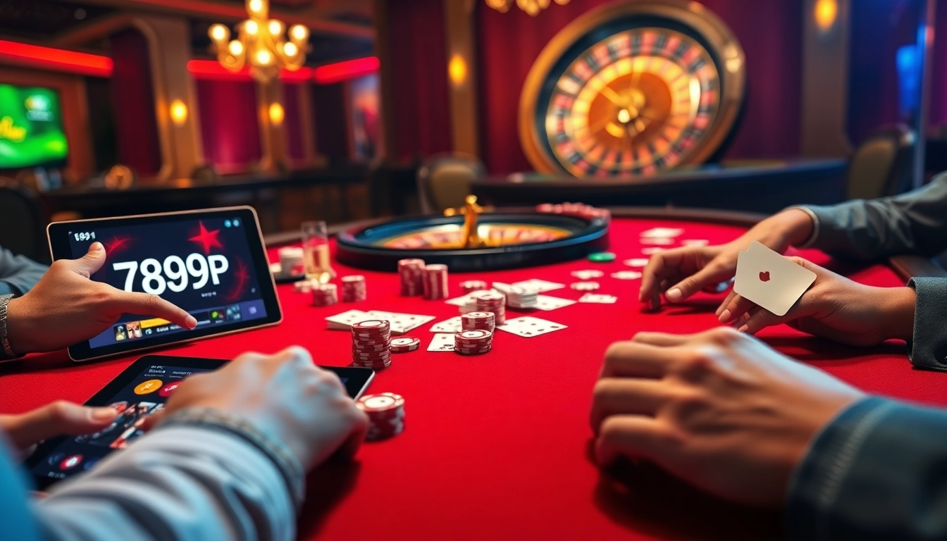 Experience the thrill of gambling with 789P logo at a luxurious poker table featuring high-stakes chips and cards.
