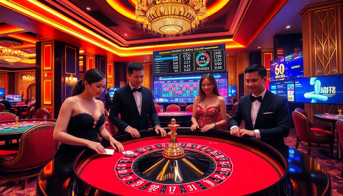 Capturing the excitement of casino gaming at Trang Chủ XIN88 with players enjoying roulette.
