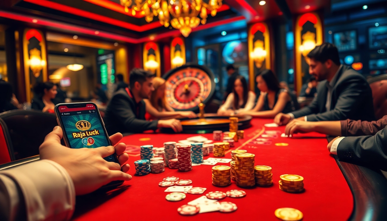 Experience the thrilling excitement of raja luck at a luxurious casino table with vibrant chips and cards.